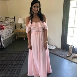 David’s Bridal Petal Pink Cold Shoulder Dress